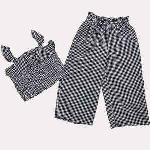 Love Squared Girls Smocked Crop Top Pants Set Gingham Check Ruffle 7